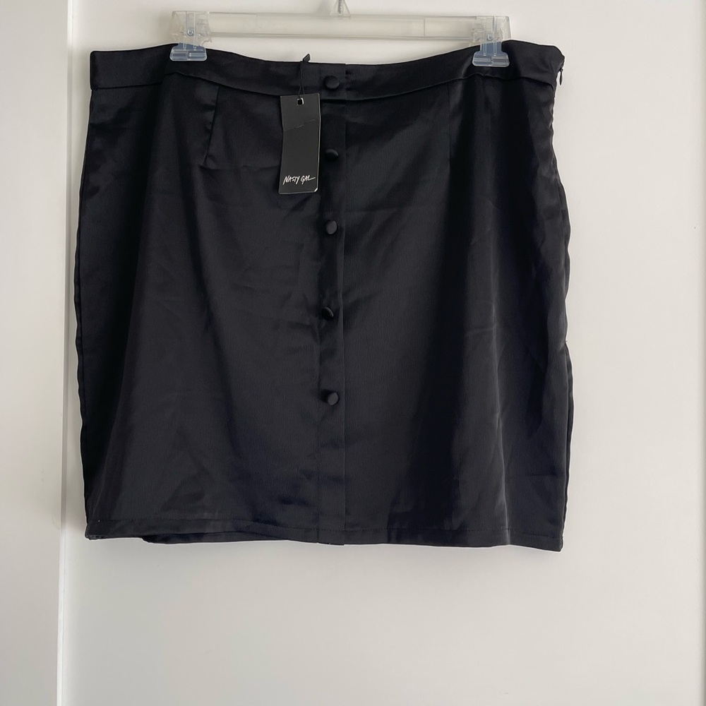 Nasty Gal Black Satin Skirt size 16 NEW WITH TAGS